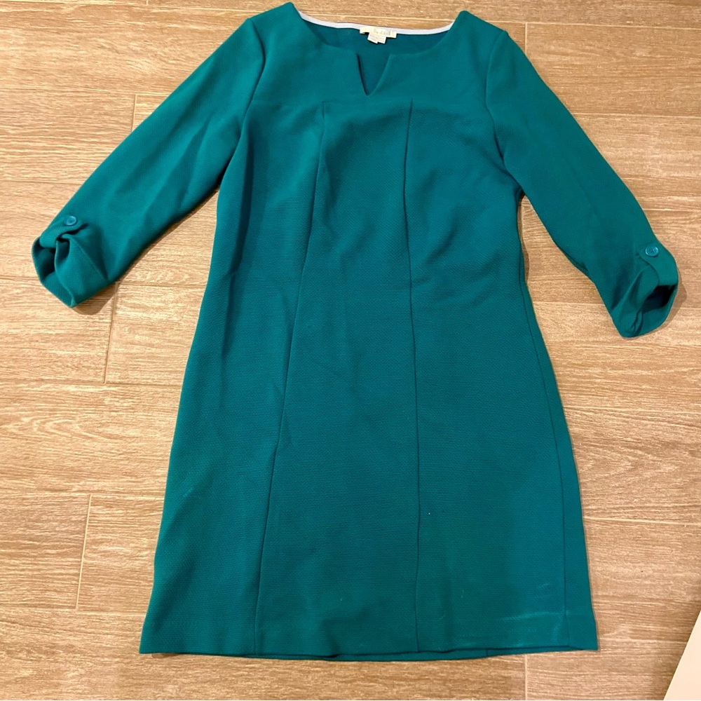 Boden Teal 3/4 Sleeve Knit Dress